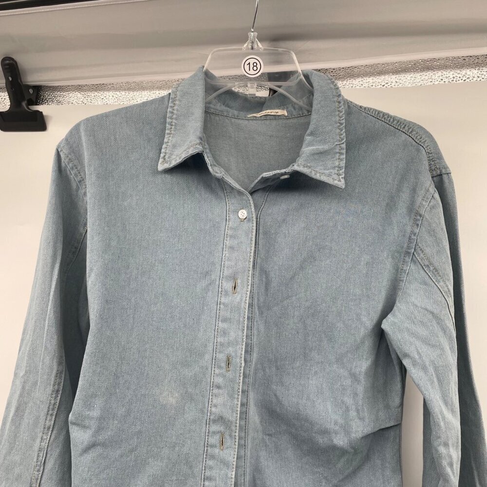 Sunday Up Womens Denim Button Up Top Long Sleeve Blue Size Small - Picture 2 of 9